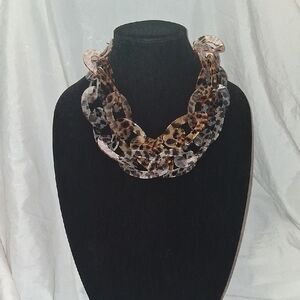 2 Leopard Print Statement Necklace